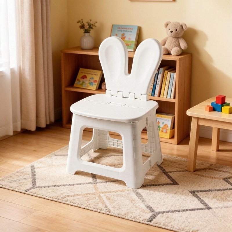 Kids Outdoor Folding Chair - 2PCS Thickened Rabbit Cartoon Folding Chair,