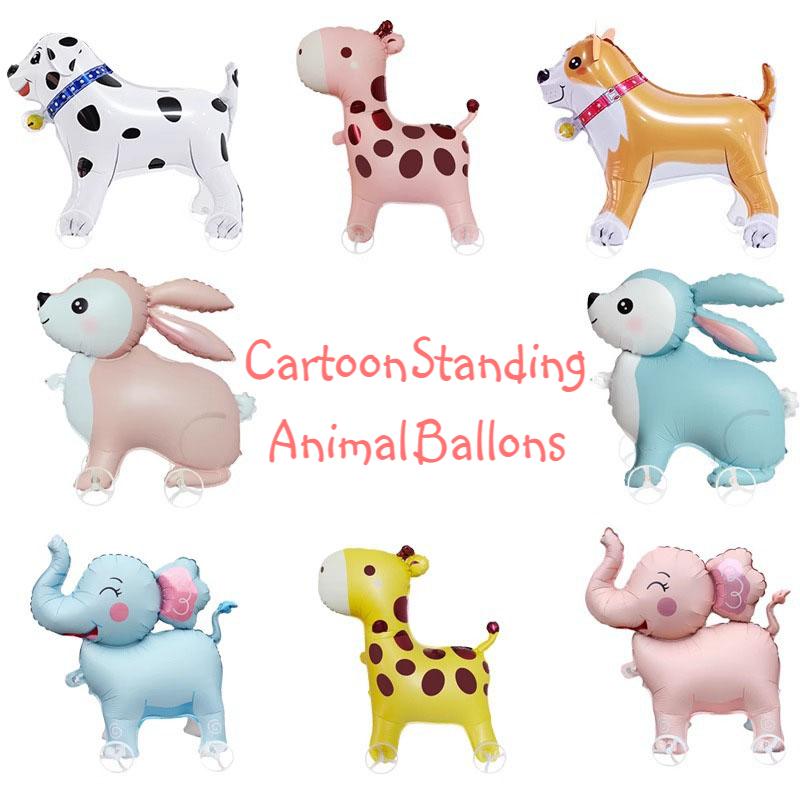 Kids Outdoor Yard Toys - Cartoon Standing Animal Ballons with Wheels