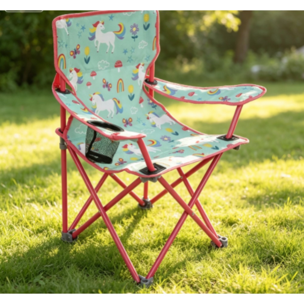Kids Unicorn Outdoor Chair - Portable Kids Folding Camping Chair with