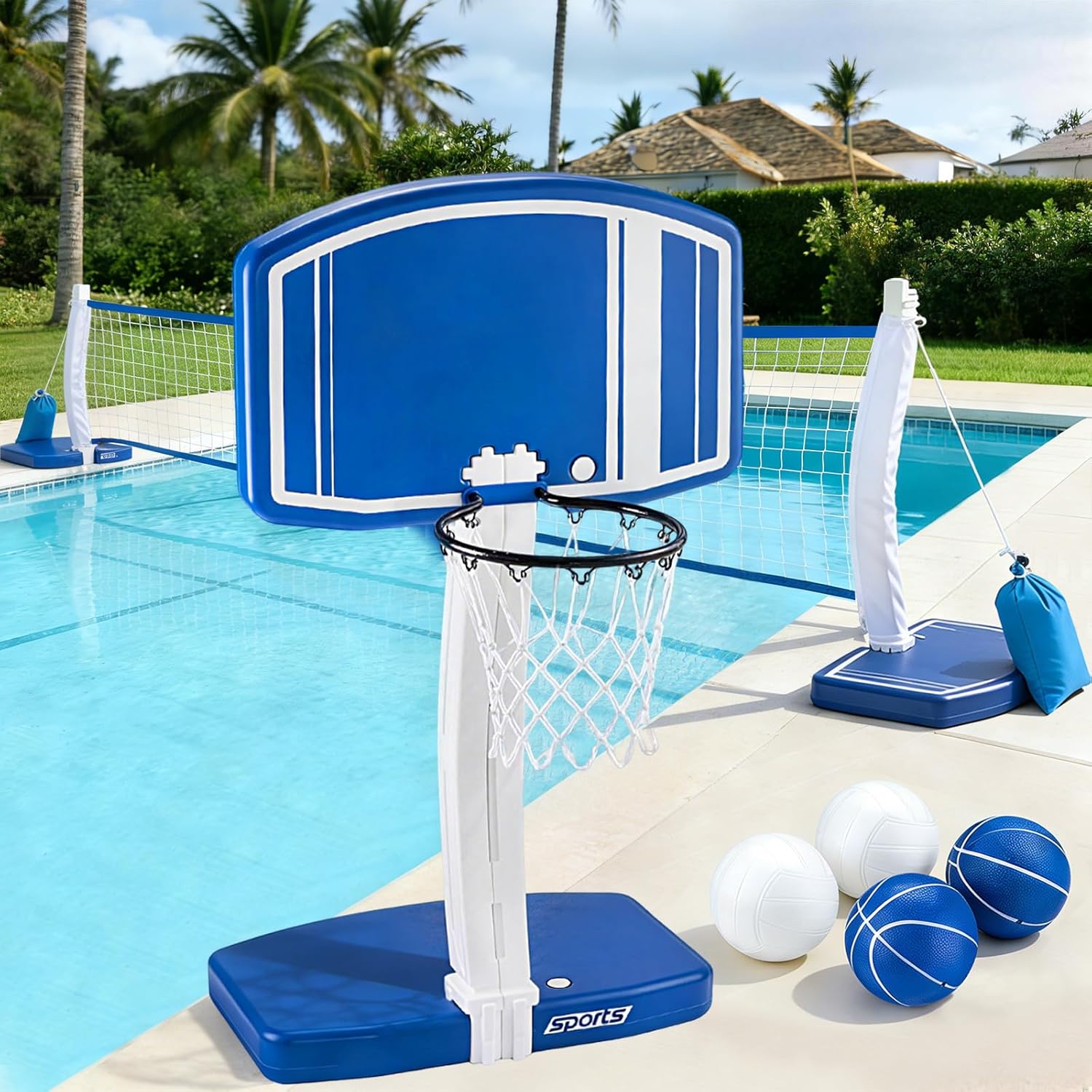 Kids Outdoor Water - Above Ground Pool Basketball Hoop and