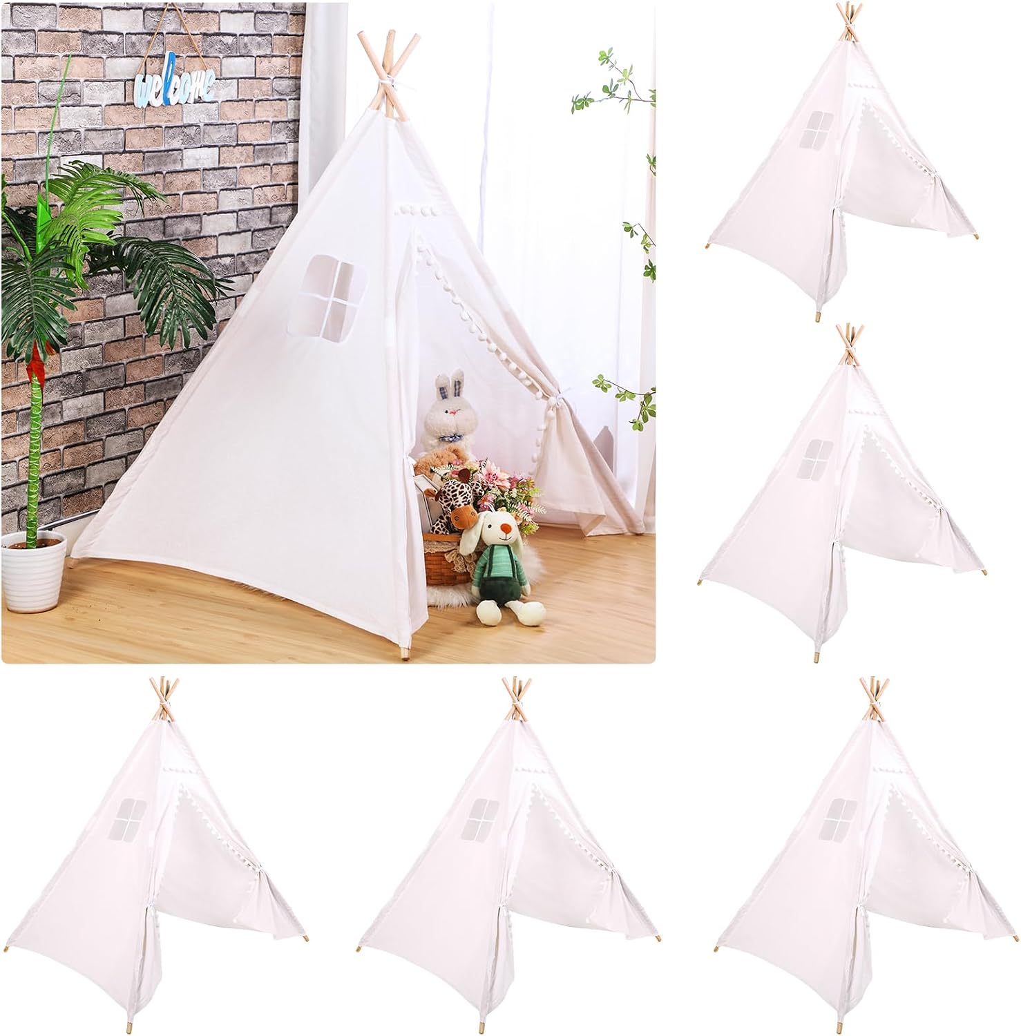 Kids Outdoor Tent - Windyun 6 Pcs Kids Teepee Tent
