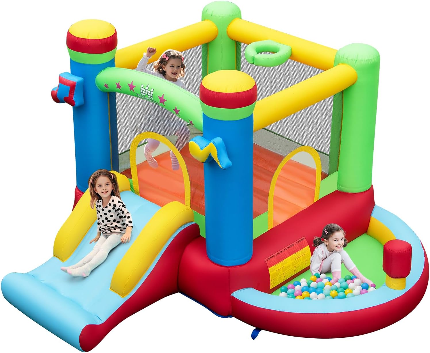 Kids Outdoor Jump House - Inflatable Bounce House with Ball Pit,