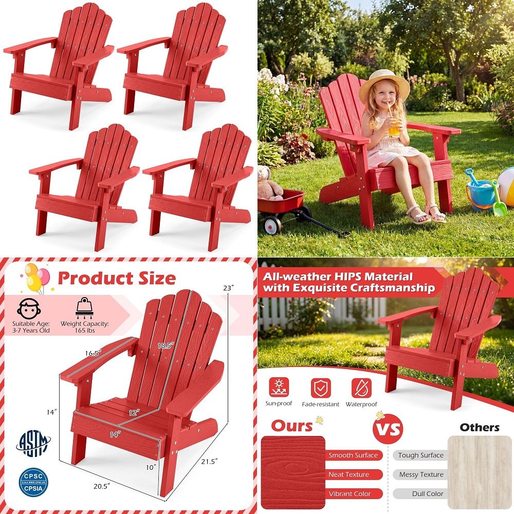 Kids Outdoor Adirondack Chair - Kids Adirondack Chair, AllWeather HIPS Toddler