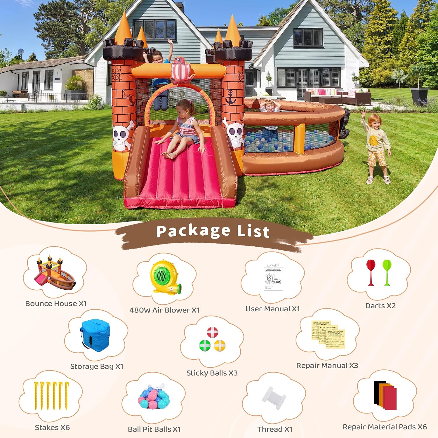 Inflatable Bounce House for Ki - Kids Outdoor Jump House recension och pris
