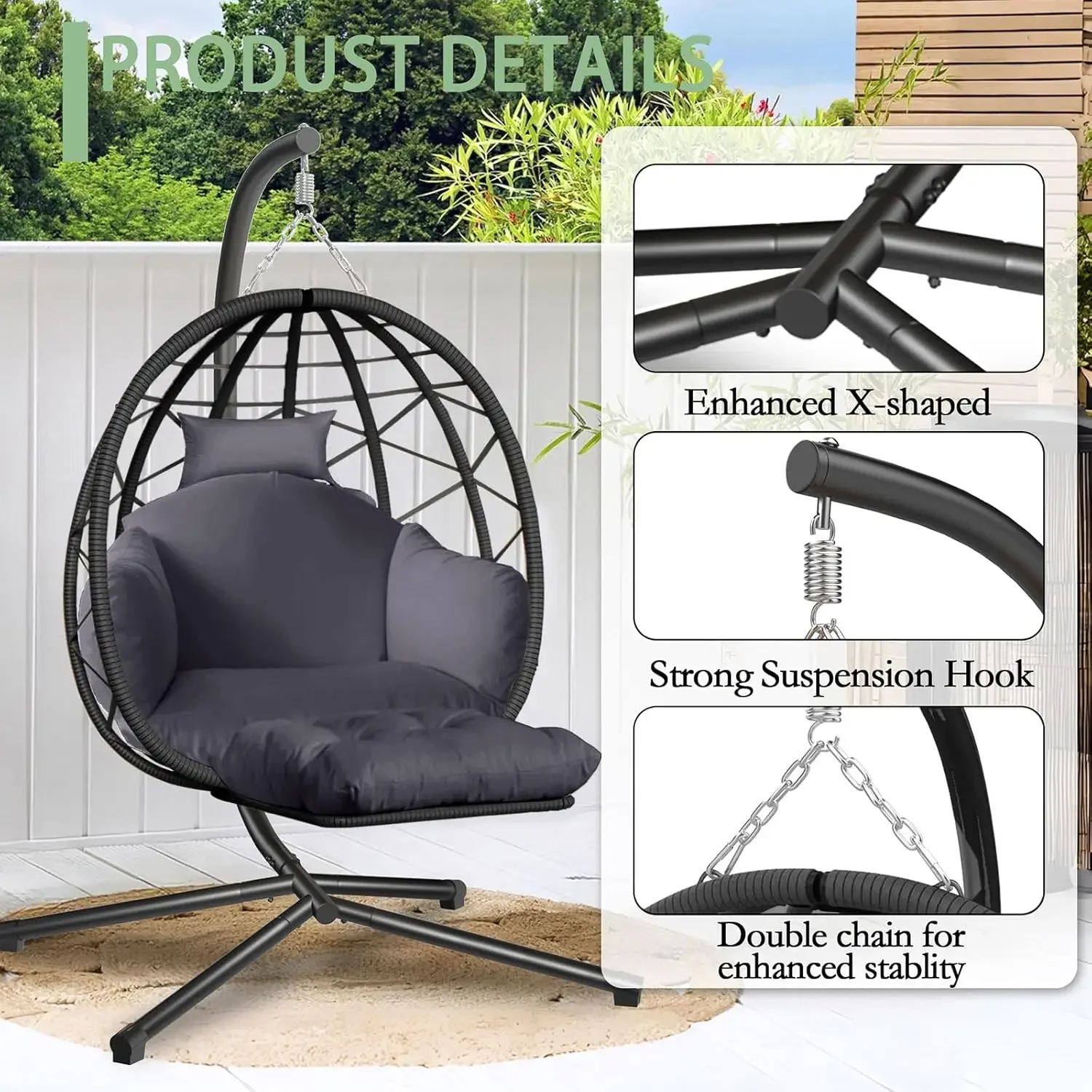 Hanging Egg Chair with Stand a - Kids Outdoor Egg Chair recension och pris