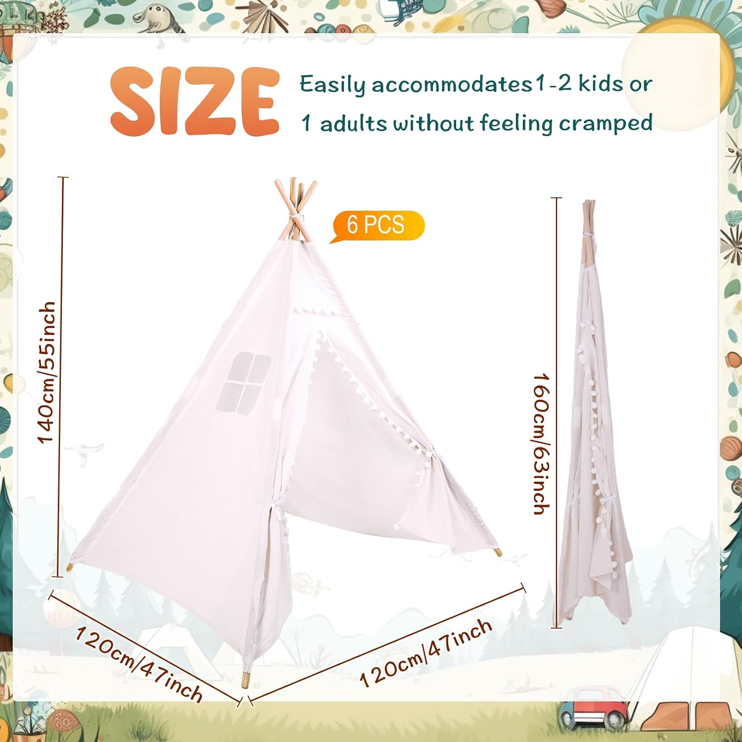 Windyun 6 Pcs Kids Teepee Tent - Kids Outdoor Tent recension och pris