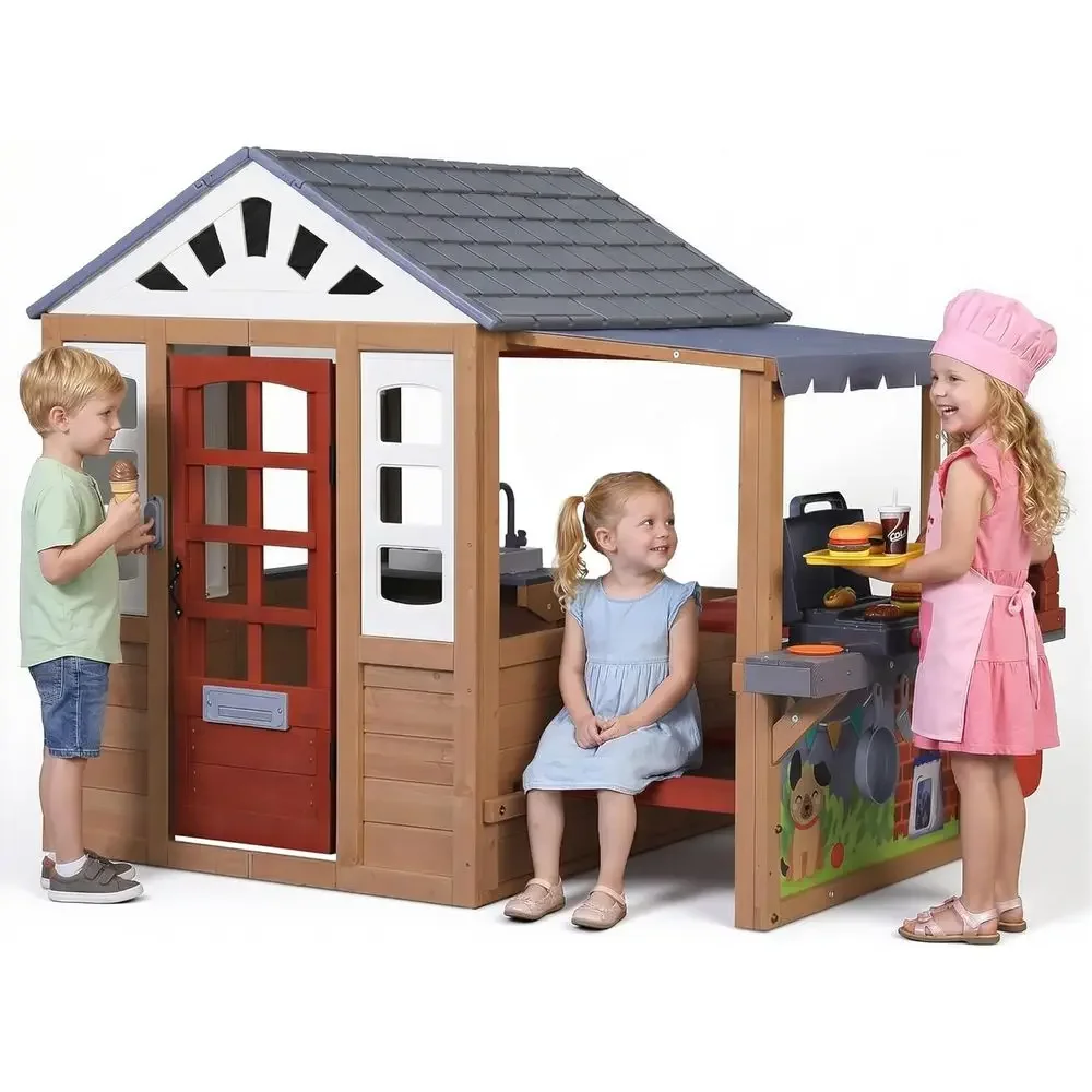 Kids Outdoor Wooden Playhouse, - Kids Outdoor Bbq recension och pris