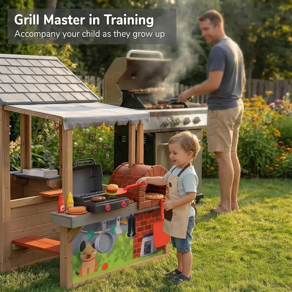 Kids Outdoor Wooden Playhouse, - Kids Outdoor Bbq recension och pris