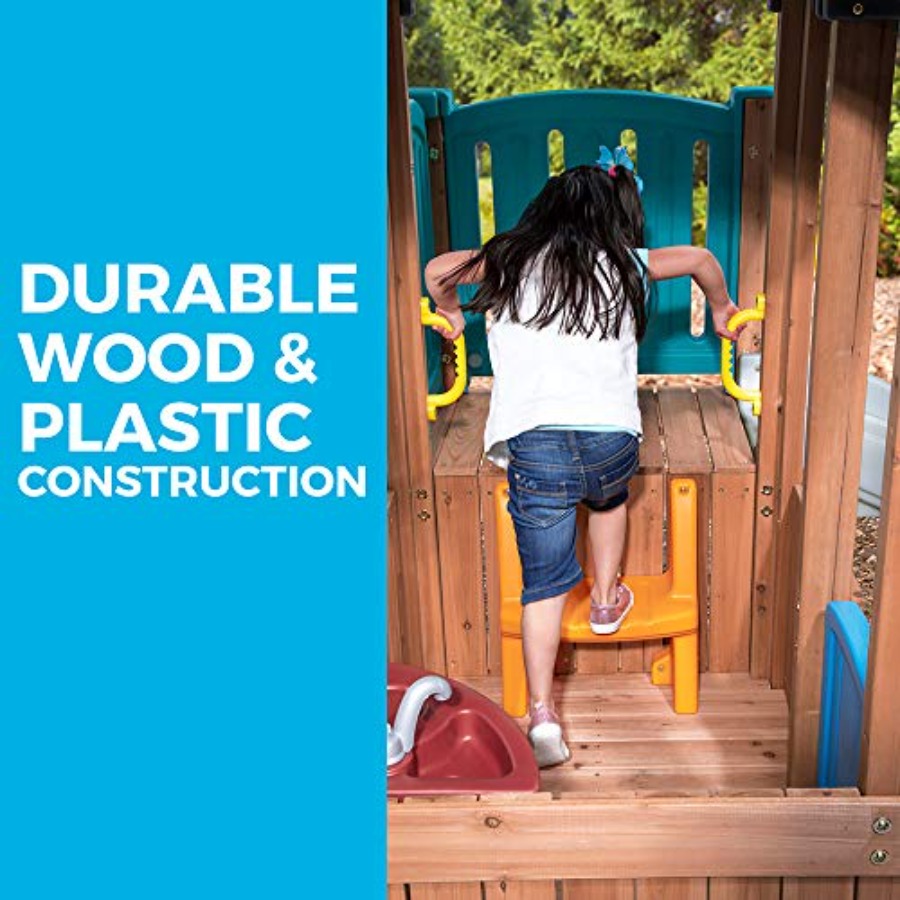 Woodland Adventure Playhouse & - Kids Outdoor Swing Set With Slide recension och pris