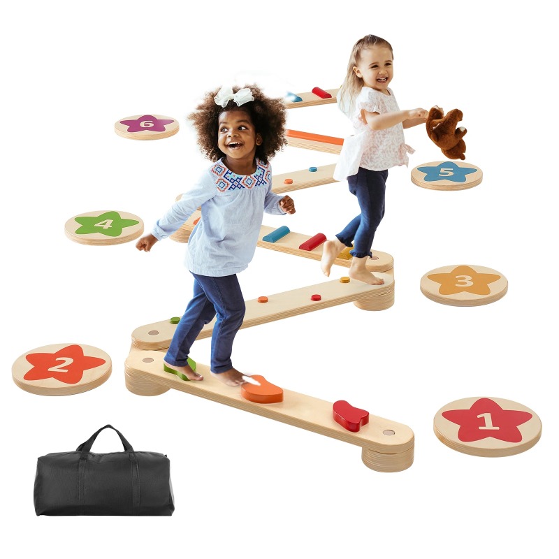 6 PCS Balance Beam Stepping St - Kids Outdoor Balance Beam recension och pris