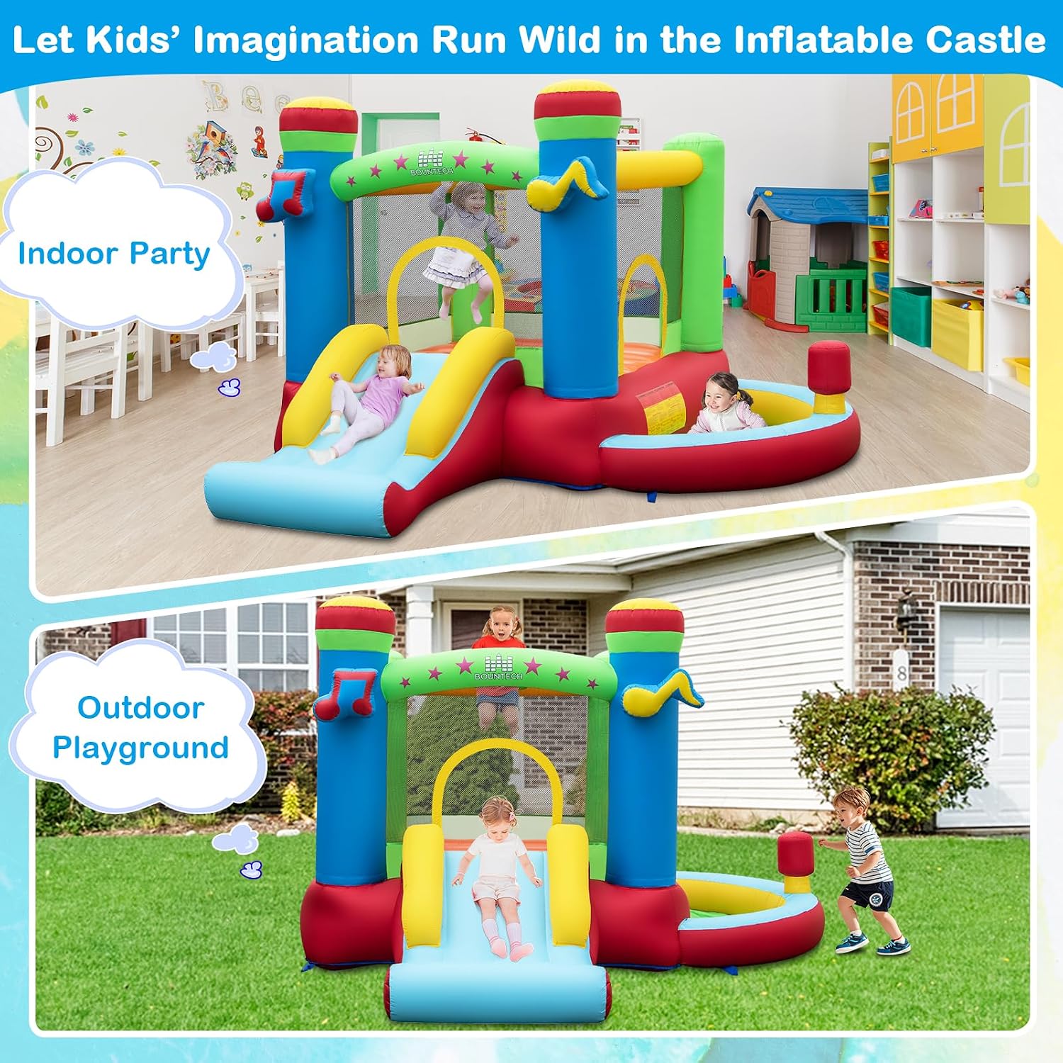 Inflatable Bounce House with B - Kids Outdoor Jump House recension och pris
