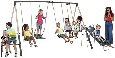 view Outdoor Play Kids Metal B - Kids Outdoor Swing Set With Slide recension och pris