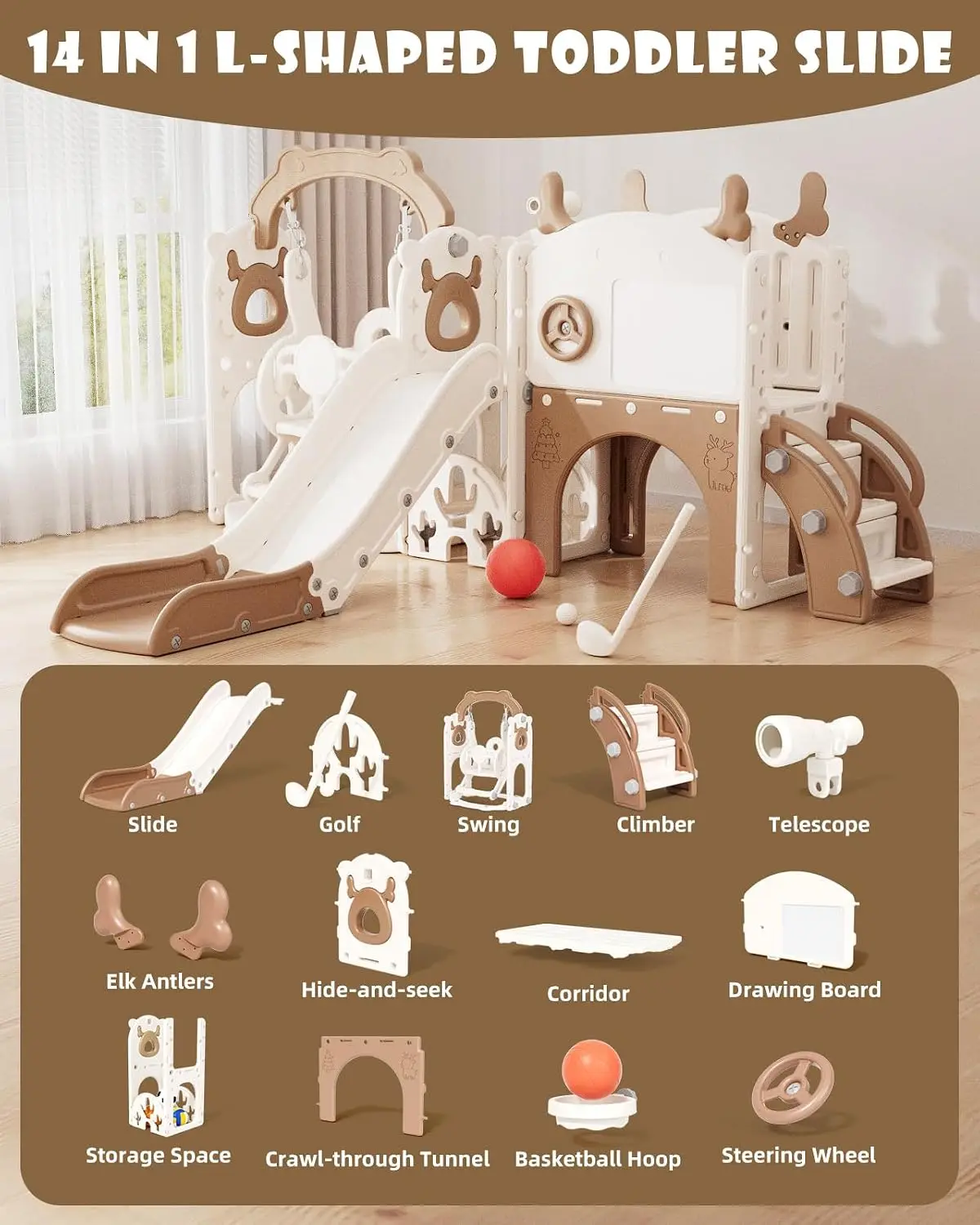 13-in-1 Toddler Slide and Swin - Kids Outdoor Swing Set With Slide recension och pris