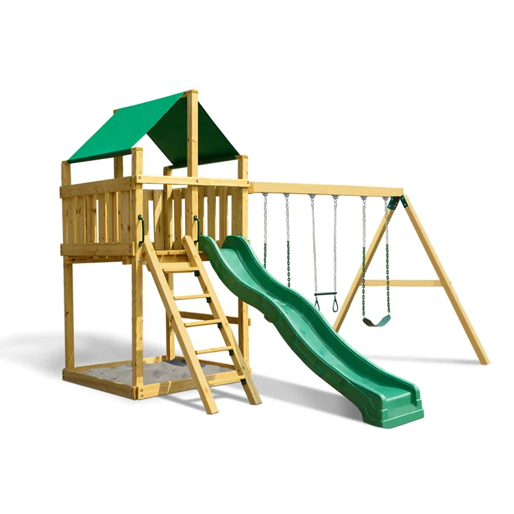 2026 Outdoor Wooden Small Play - Kids Outdoor Swing Set With Slide recension och pris