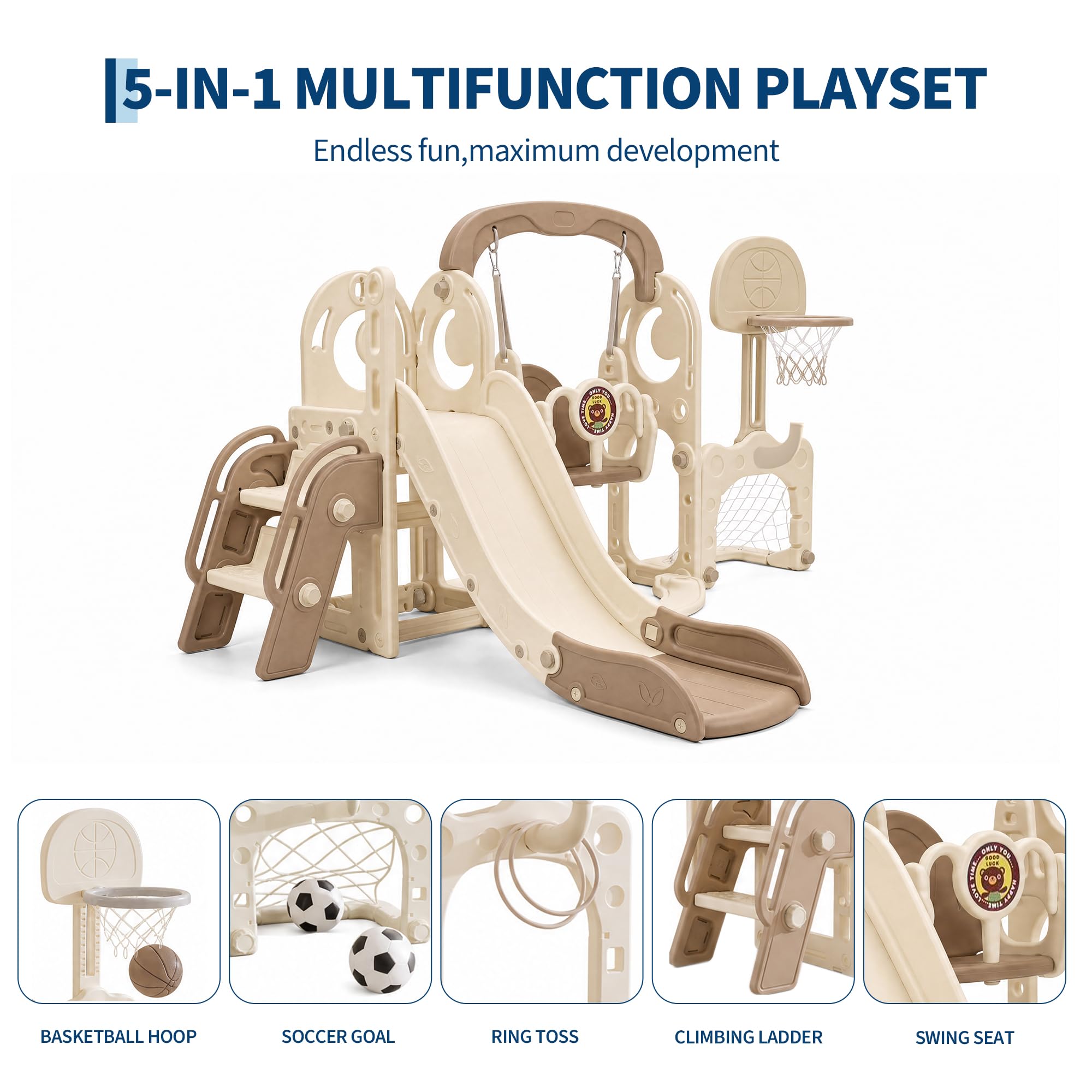 7 In 1 Kids Slide And Swing Se - Kids Outdoor Swing Set With Slide recension och pris