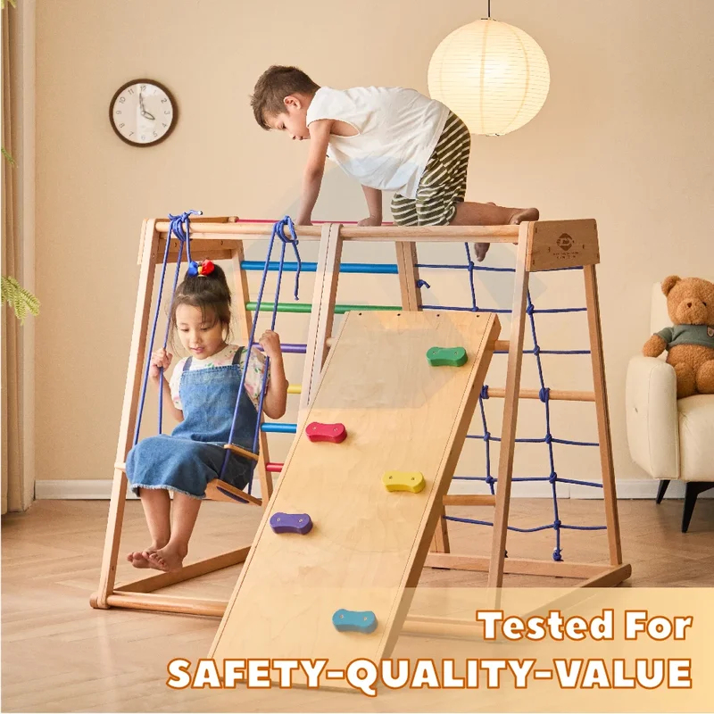 Wooden Climbing Frame Indoor P - Kids Outdoor Swing Set With Slide recension och pris