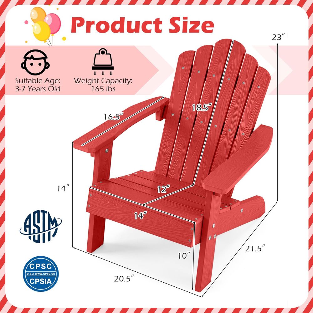 Kids Adirondack Chair, AllWeat - Kids Outdoor Adirondack Chair recension och pris