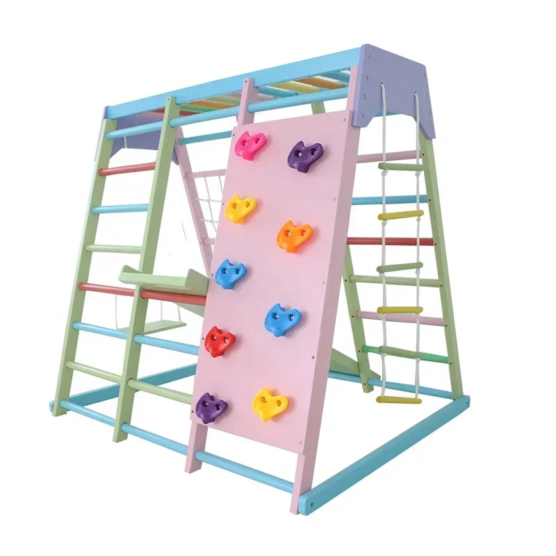 Kids Wooden Climbing Frame Ind - Kids Outdoor Swing Set With Slide recension och pris