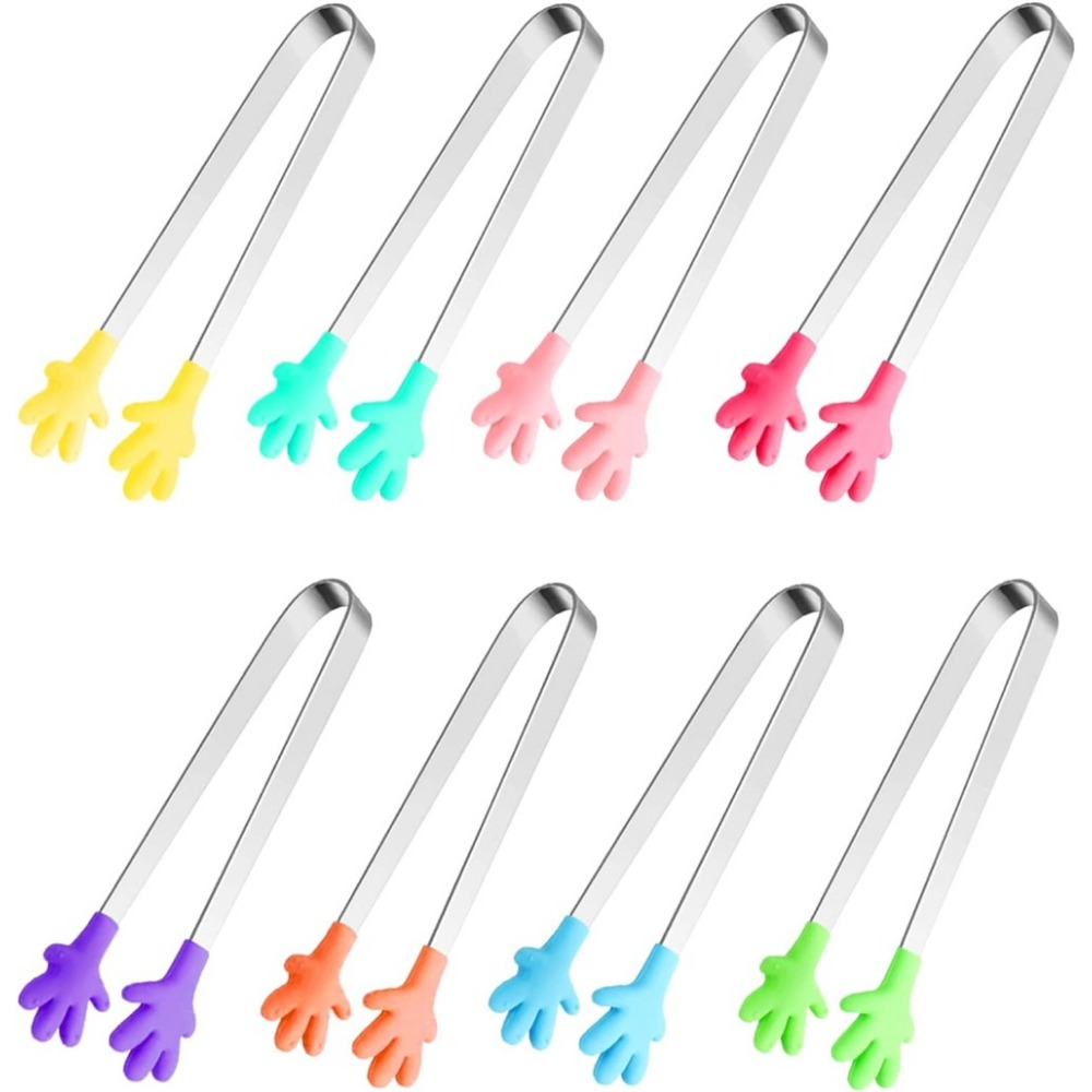 8PCS Silicone Mini Tongs 5Inch - Kids Outdoor Bbq recension och pris