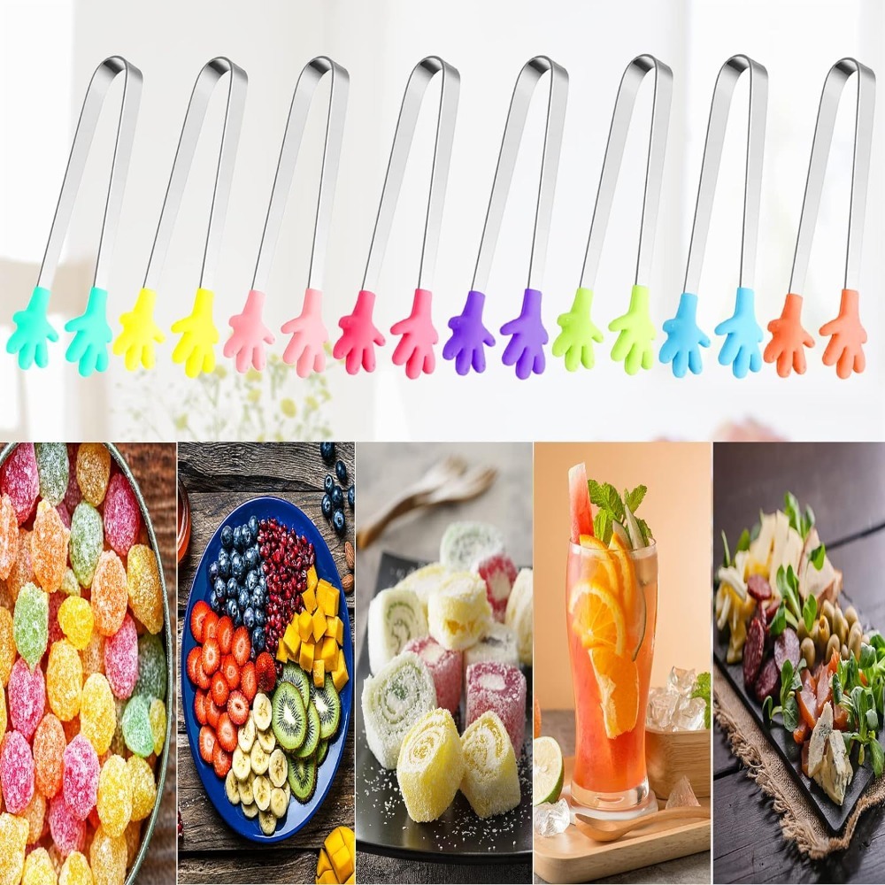 8PCS Silicone Mini Tongs 5Inch - Kids Outdoor Bbq recension och pris